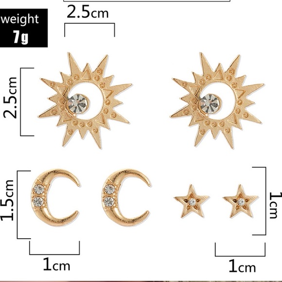 Sun, Star and Moon Earring Set - Picture 4 of 4